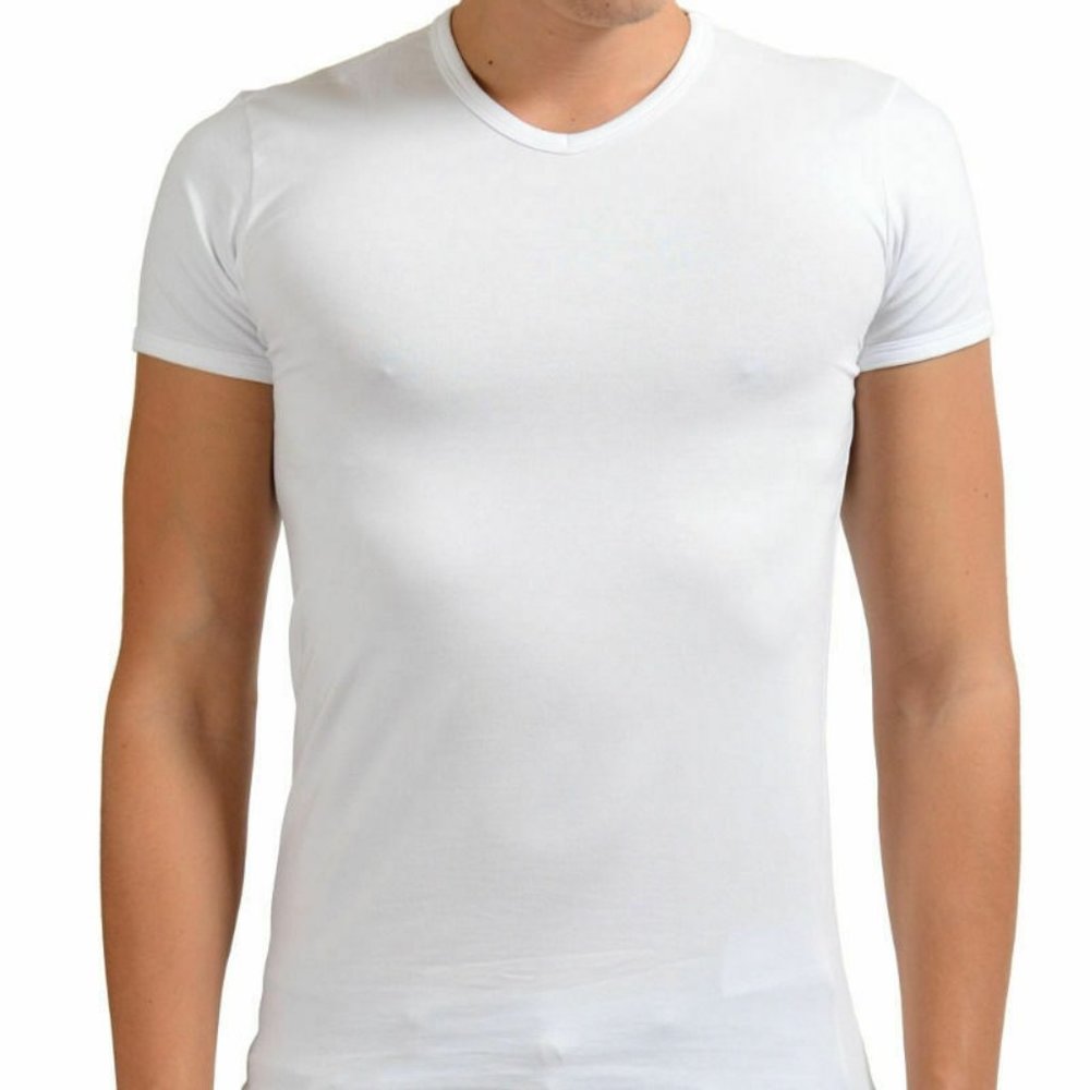 Versace Collection White Stretch V-Neck T-Shirt